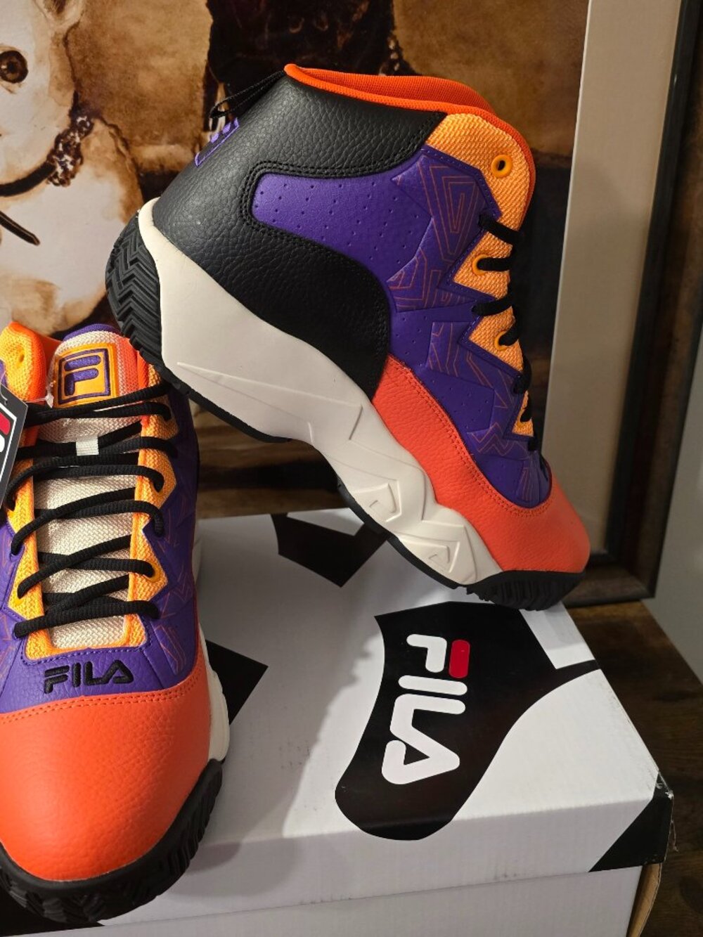 FILA - Men's MB Shoes (1BM01742 852) Basketball Purple Orange Men's Size 12 NEW